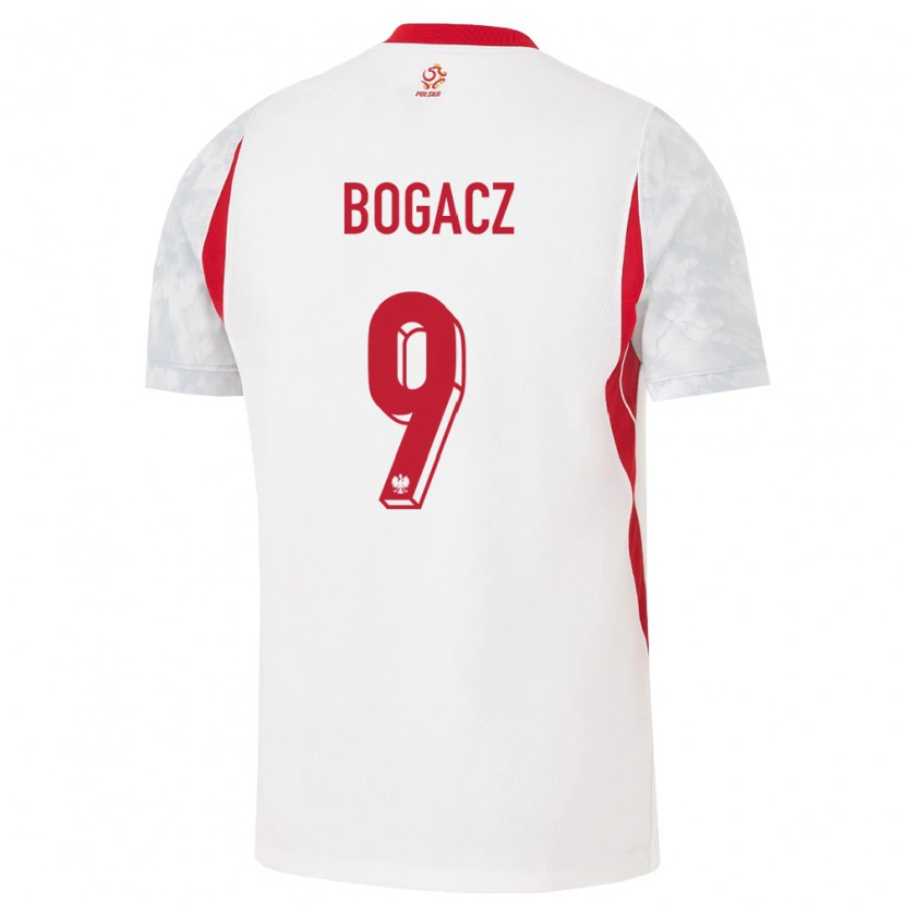 Danxen Pánské Polsko Wiktor Bogacz #9 Bílá Červená Šedá Domů Hráčské Dresy 26-28 Dres