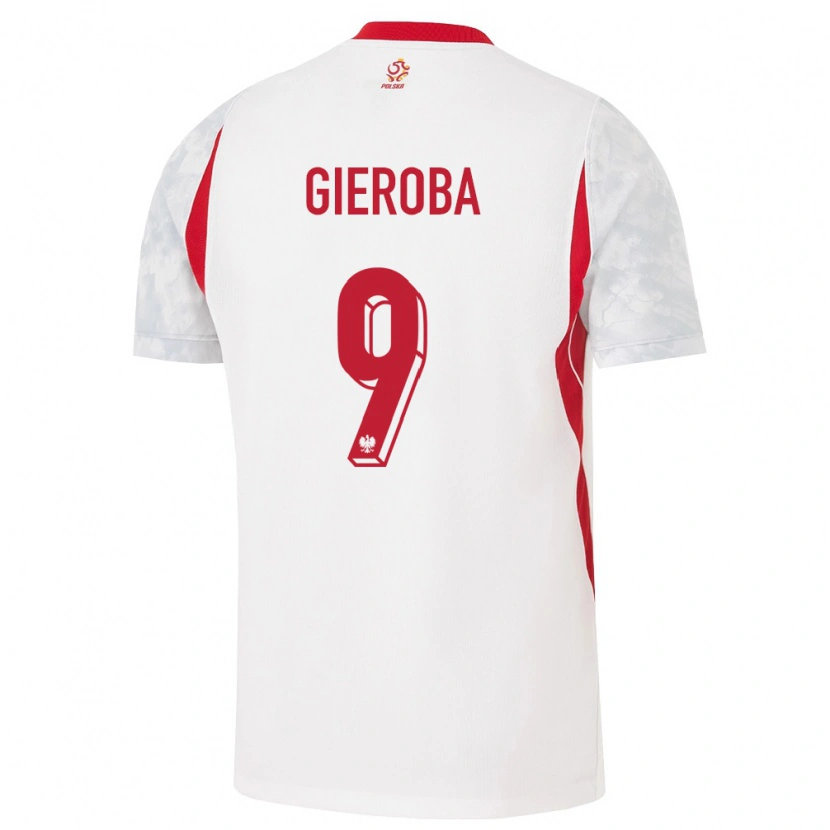 Danxen Pánské Polsko Stanisław Gieroba #9 Bílá Červená Šedá Domů Hráčské Dresy 26-28 Dres