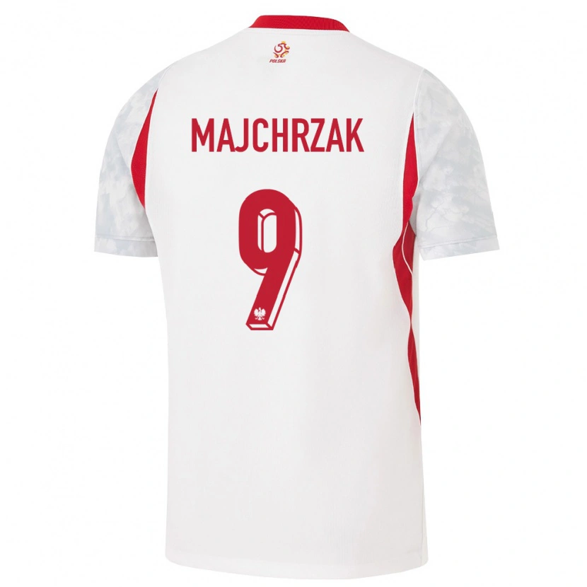 Danxen Pánské Polsko Jordan Majchrzak #9 Bílá Červená Šedá Domů Hráčské Dresy 26-28 Dres