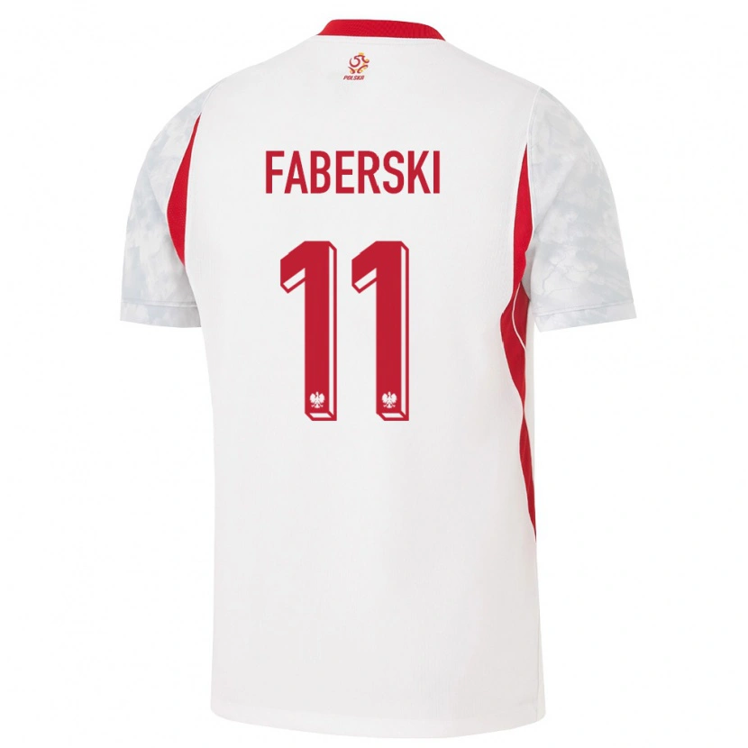 Danxen Pánské Polsko Jan Faberski #11 Bílá Červená Šedá Domů Hráčské Dresy 26-28 Dres