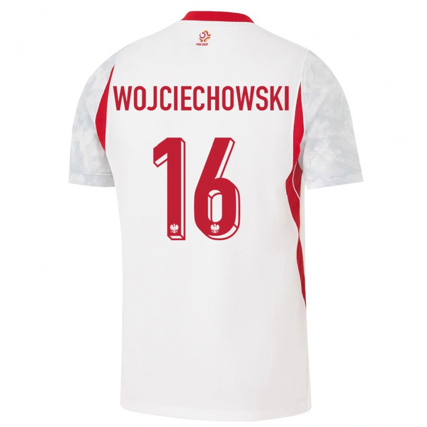 Danxen Pánské Polsko Oliwier Wojciechowski #16 Bílá Červená Šedá Domů Hráčské Dresy 26-28 Dres