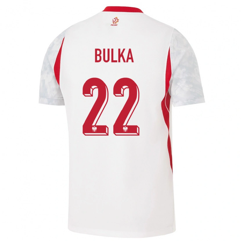 Danxen Pánské Polsko Marcin Bulka #22 Bílá Červená Šedá Domů Hráčské Dresy 26-28 Dres