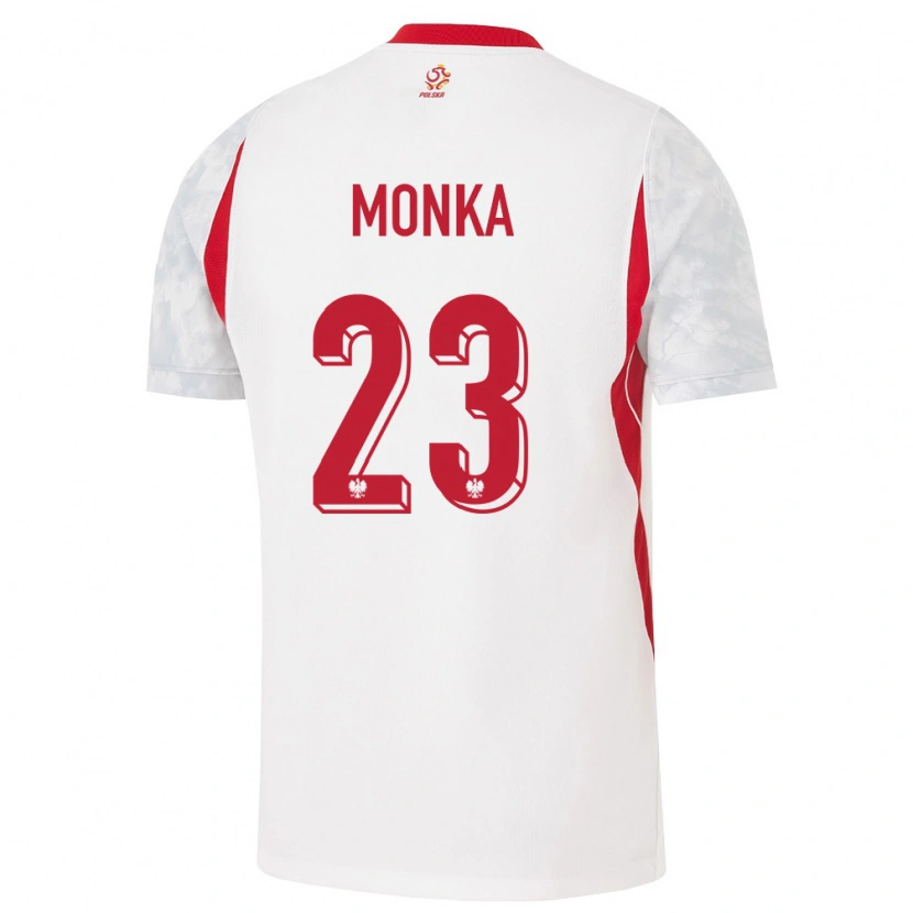 Danxen Pánské Polsko Wojciech Mońka #23 Bílá Červená Šedá Domů Hráčské Dresy 26-28 Dres