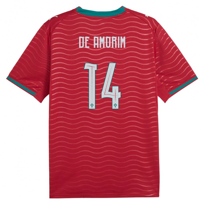 Danxen Pánské Portugalsko Mathias De Amorim #14 Červená Zelená Bílá Domů Hráčské Dresy 26-28 Dres