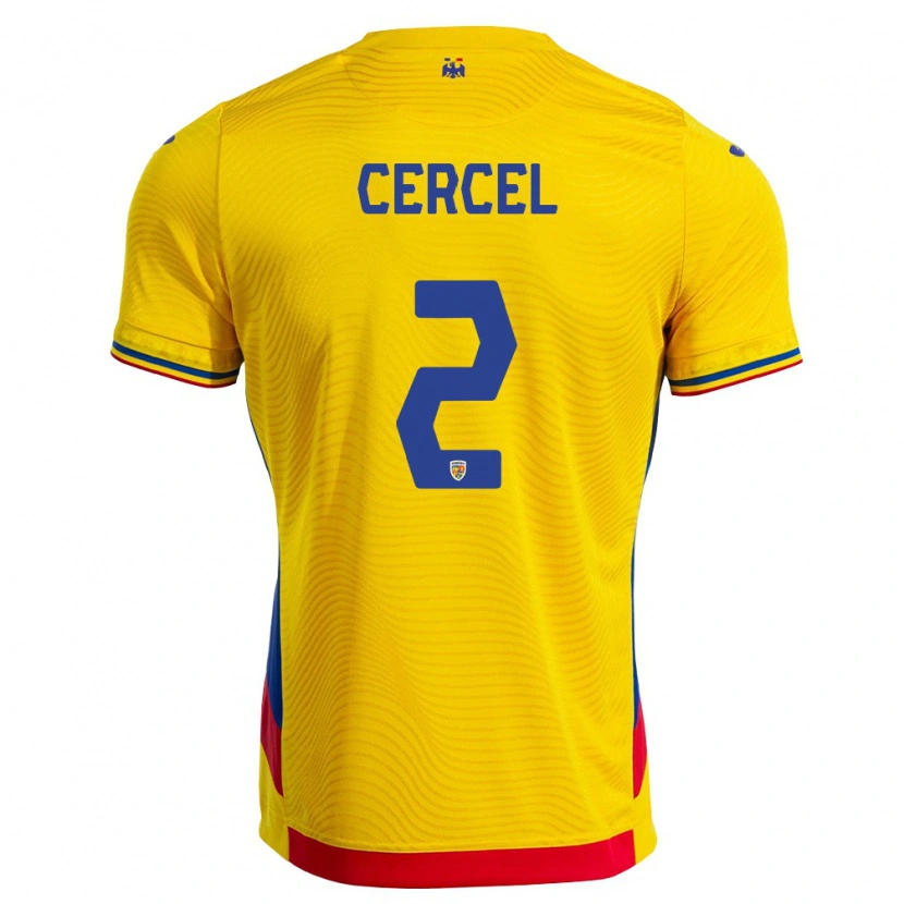 Danxen Pánské Rumunsko Ionuț Cercel #2 Žlutá Červená Domů Hráčské Dresy 26-28 Dres