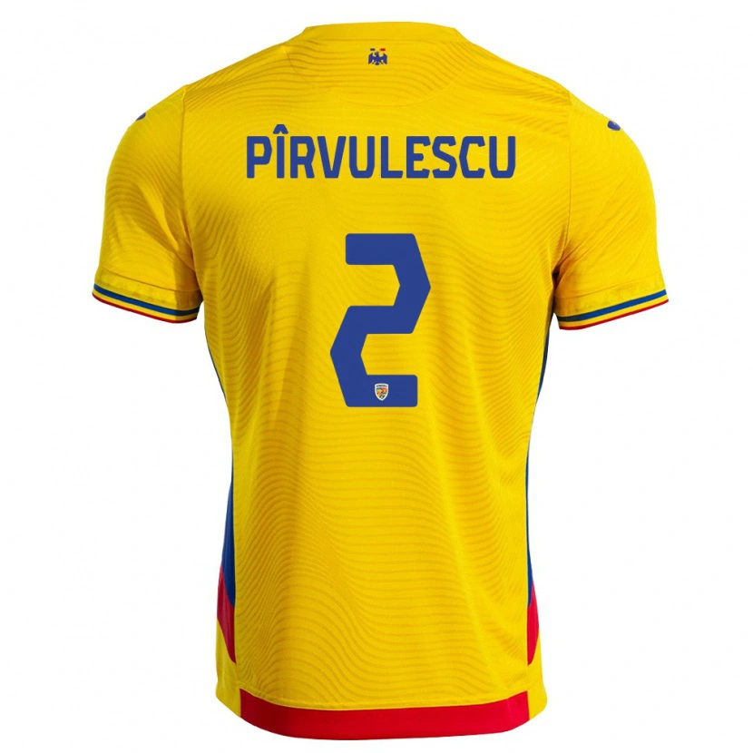 Danxen Pánské Rumunsko Sergiu Pîrvulescu #2 Žlutá Červená Domů Hráčské Dresy 26-28 Dres