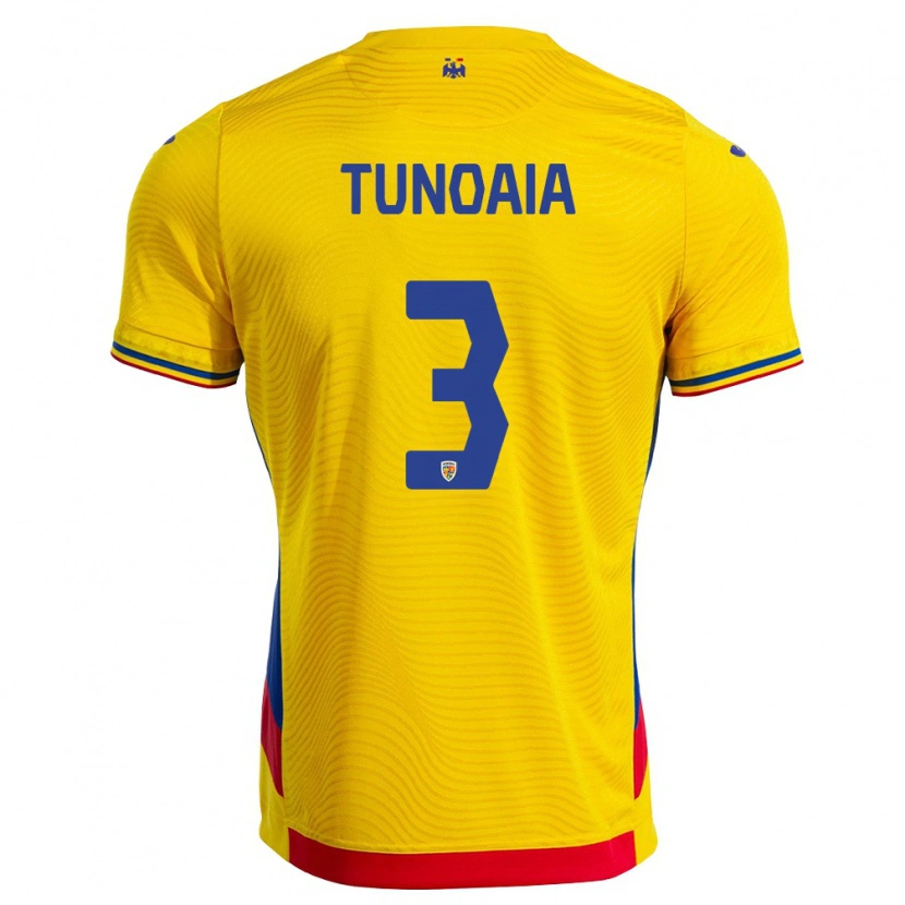 Danxen Pánské Rumunsko Alexandra Tunoaia #3 Žlutá Červená Domů Hráčské Dresy 26-28 Dres