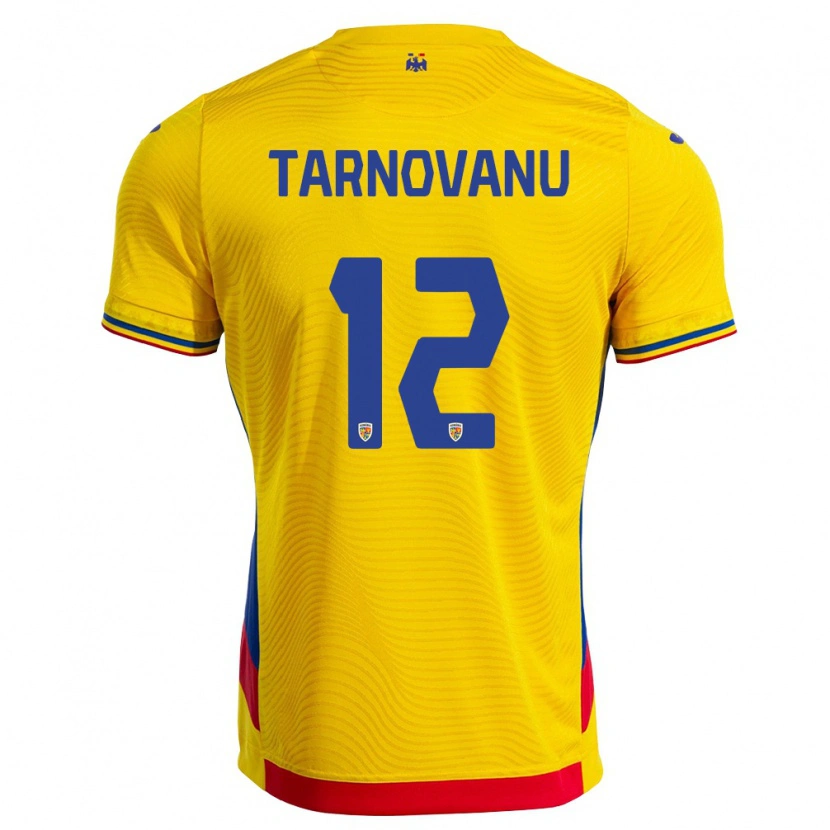 Danxen Pánské Rumunsko Ștefan Târnovanu #12 Žlutá Červená Domů Hráčské Dresy 26-28 Dres