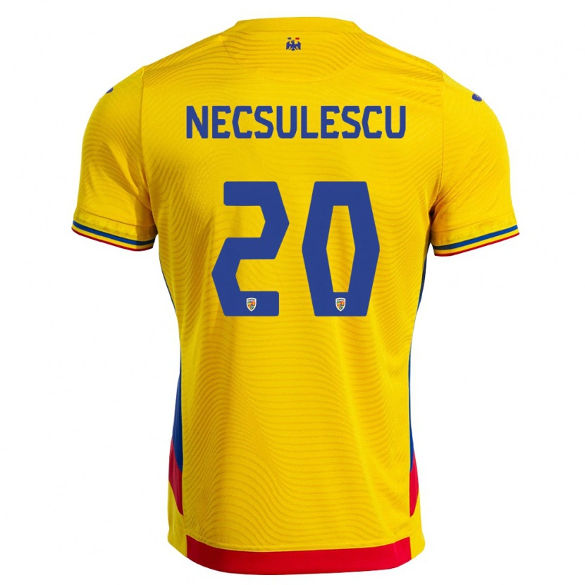 Danxen Pánské Rumunsko Robert Necșulescu #20 Žlutá Červená Domů Hráčské Dresy 26-28 Dres