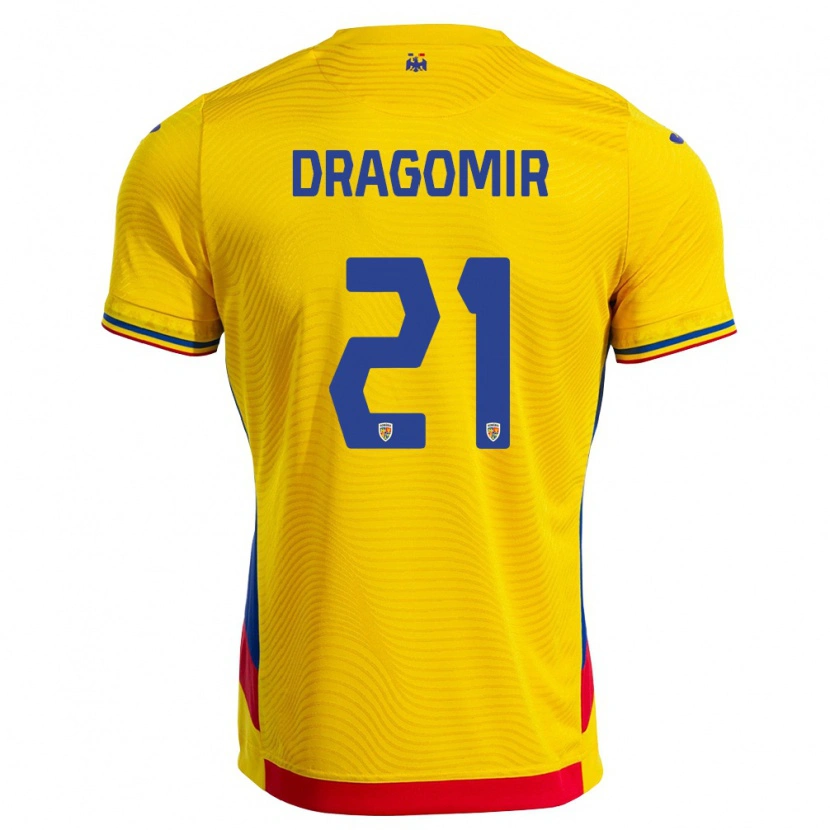 Danxen Pánské Rumunsko Vlad Dragomir #21 Žlutá Červená Domů Hráčské Dresy 26-28 Dres
