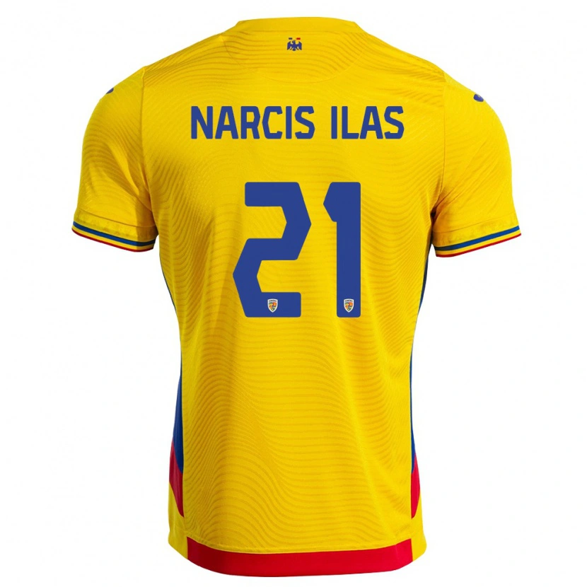 Danxen Pánské Rumunsko Narcis Ilaș #21 Žlutá Červená Domů Hráčské Dresy 26-28 Dres