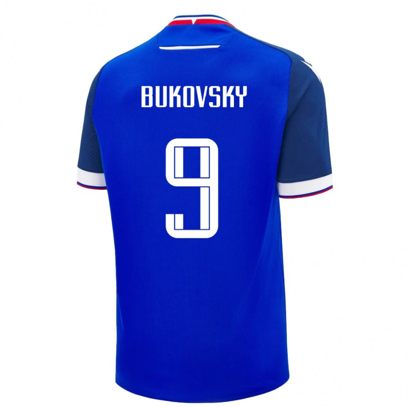 Danxen Pánské Slovensko David Bukovsky #9 Modrá Bílá Domů Hráčské Dresy 26-28 Dres