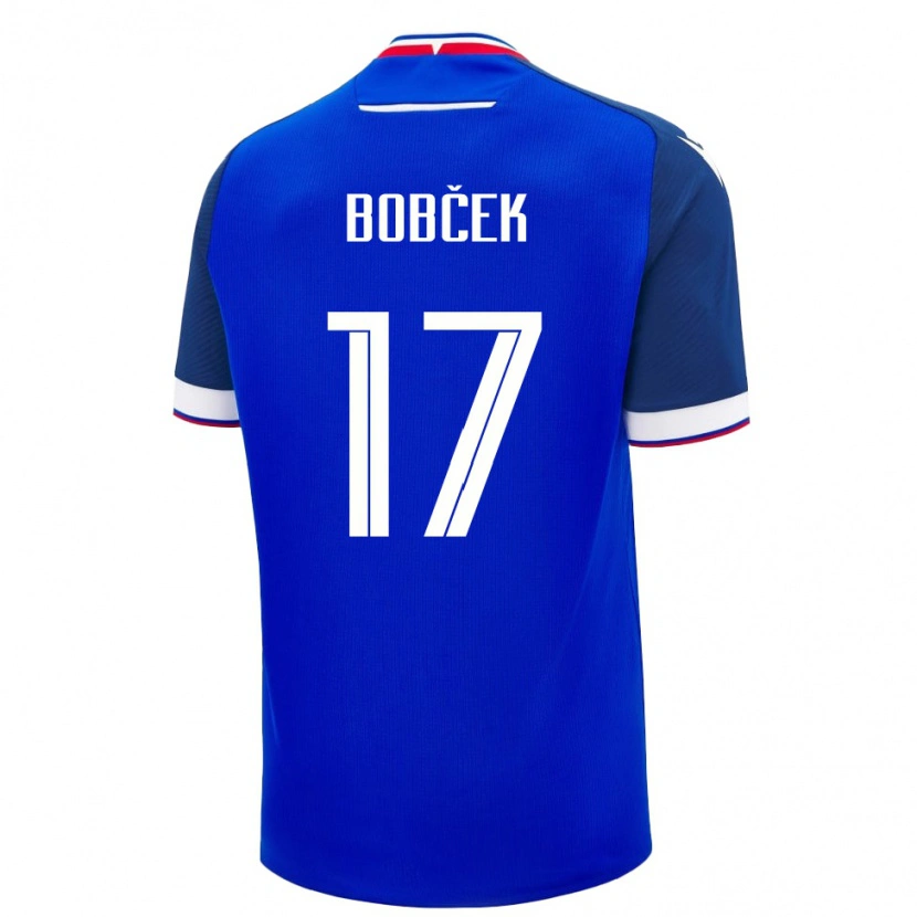 Danxen Pánské Slovensko Tomas Bobcek #17 Modrá Bílá Domů Hráčské Dresy 26-28 Dres