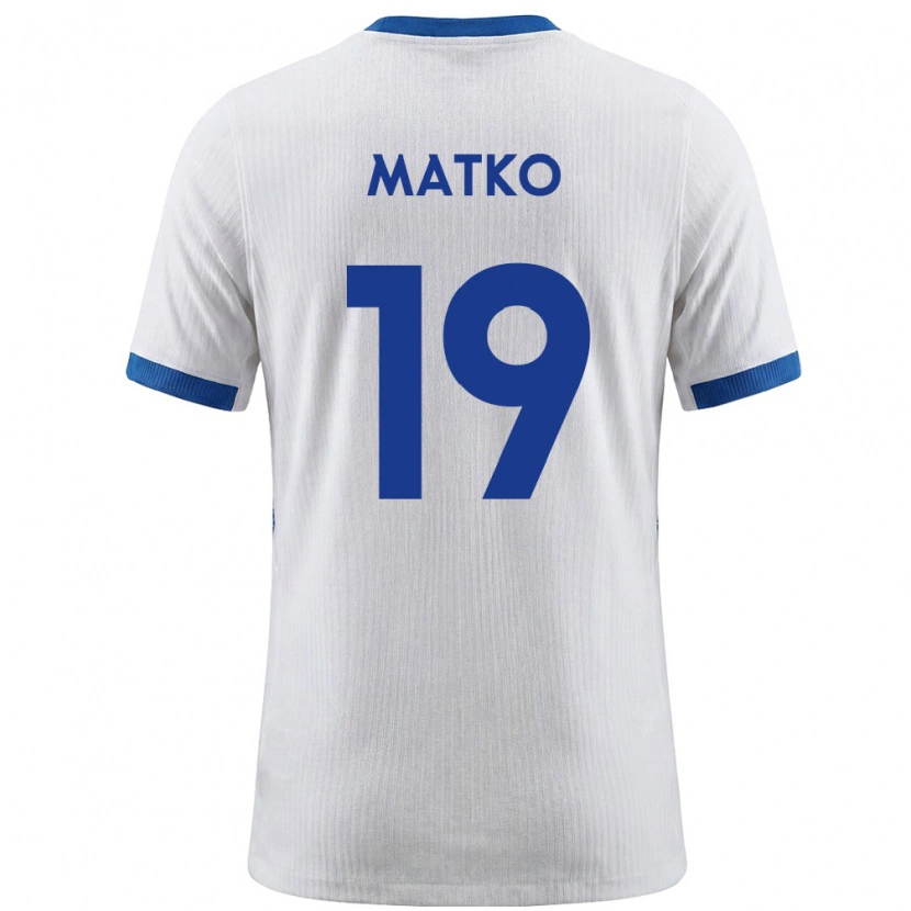 Danxen Pánské Slovinsko Aljosa Matko #19 Bílá Modrá Domů Hráčské Dresy 26-28 Dres