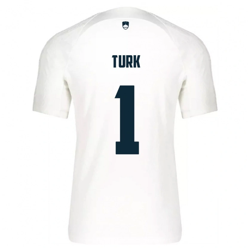 Danxen Pánské Slovinsko Martin Turk #1 Bílá Modrá Domů Hráčské Dresy 26-28 Dres