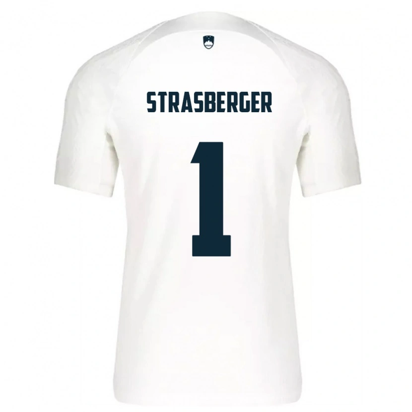 Danxen Pánské Slovinsko Tim Strasberger #1 Bílá Modrá Domů Hráčské Dresy 26-28 Dres