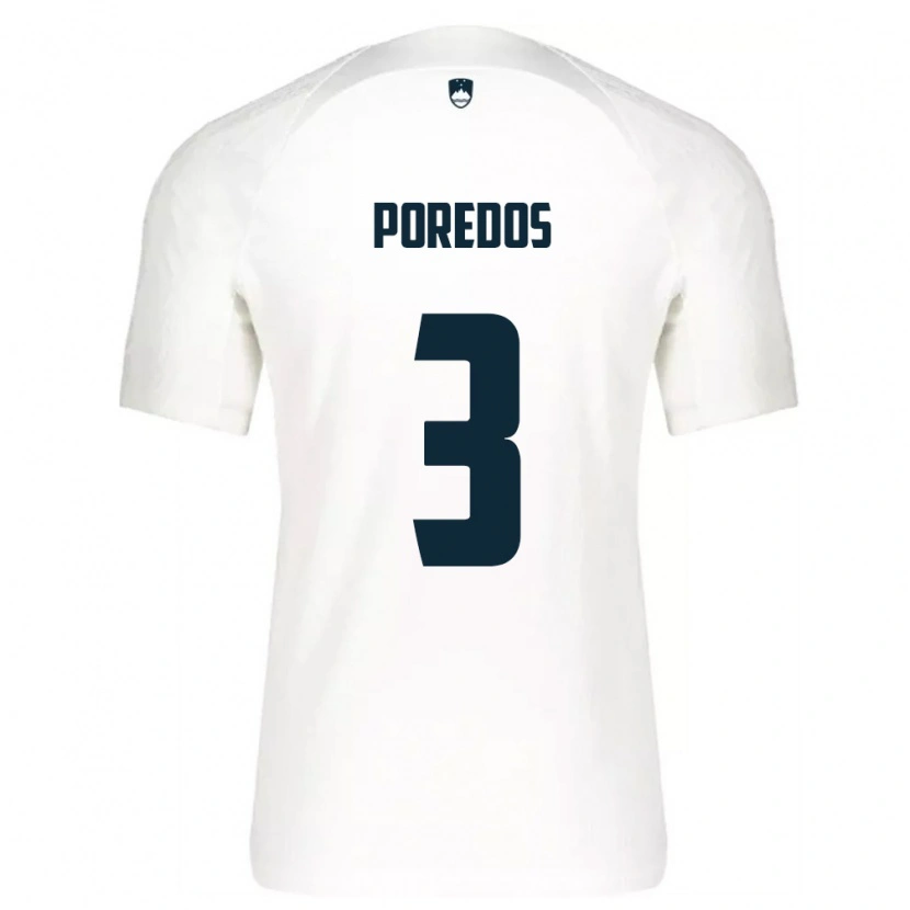 Danxen Pánské Slovinsko Luka Poredos #3 Bílá Modrá Domů Hráčské Dresy 26-28 Dres