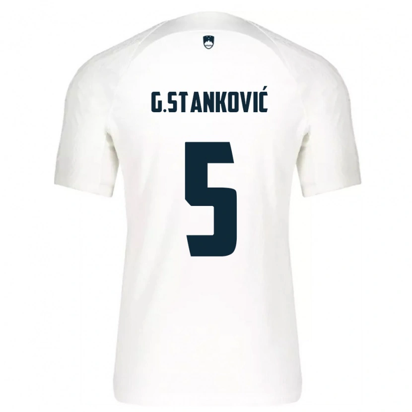 Danxen Pánské Slovinsko Jon Gorenc Stankovic #5 Bílá Modrá Domů Hráčské Dresy 26-28 Dres