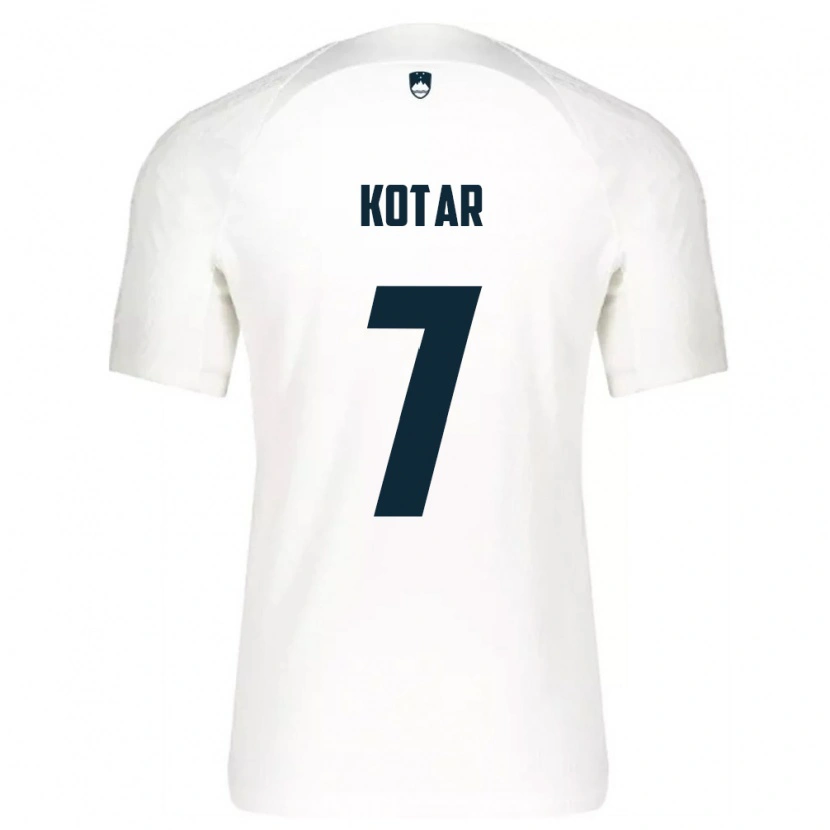 Danxen Pánské Slovinsko Tristan Kotar #7 Bílá Modrá Domů Hráčské Dresy 26-28 Dres