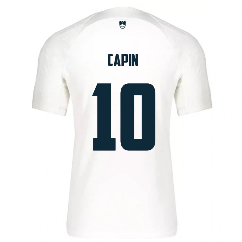 Danxen Pánské Slovinsko Stefan Capin #10 Bílá Modrá Domů Hráčské Dresy 26-28 Dres
