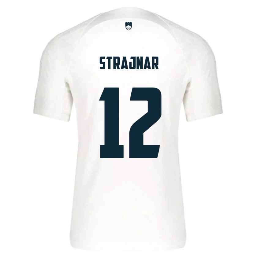 Danxen Pánské Slovinsko Aljaz Strajnar #12 Bílá Modrá Domů Hráčské Dresy 26-28 Dres