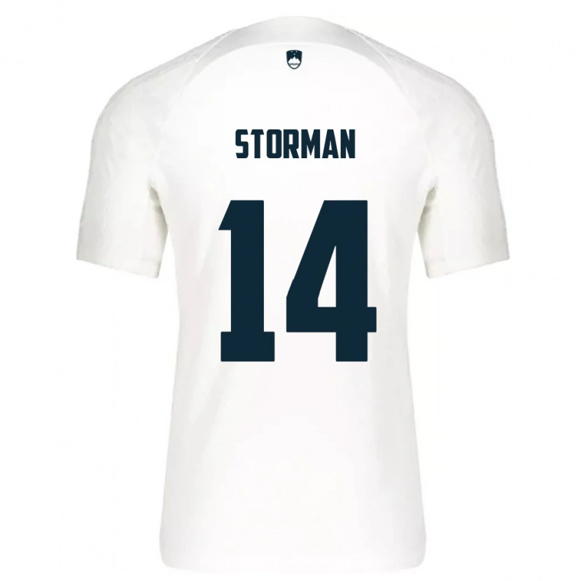 Danxen Pánské Slovinsko Rok Storman #14 Bílá Modrá Domů Hráčské Dresy 26-28 Dres