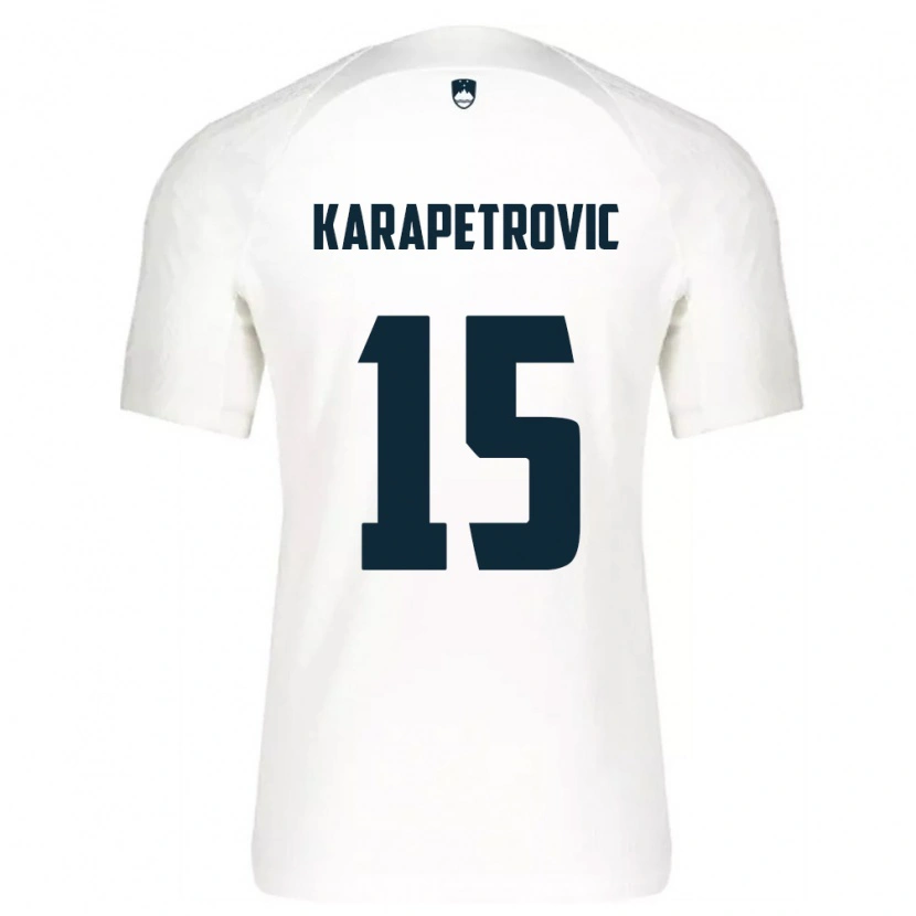 Danxen Pánské Slovinsko Luka Karapetrovic #15 Bílá Modrá Domů Hráčské Dresy 26-28 Dres