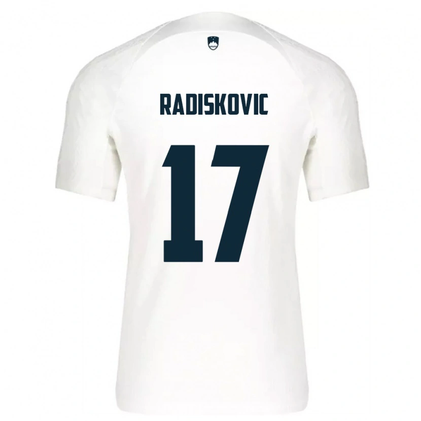 Danxen Pánské Slovinsko Aleks Radiskovic #17 Bílá Modrá Domů Hráčské Dresy 26-28 Dres