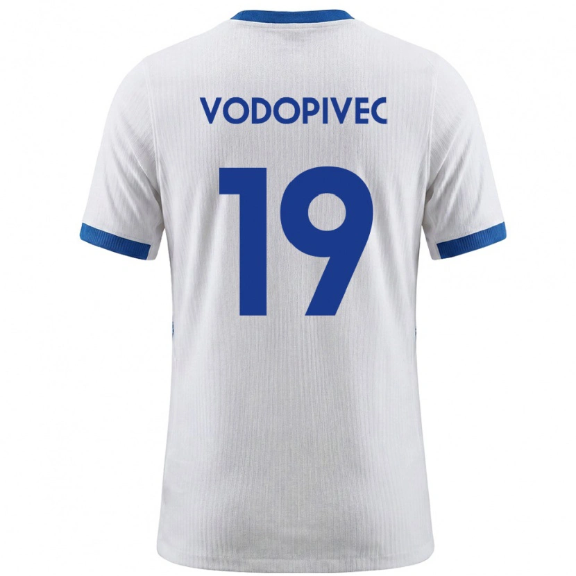 Danxen Pánské Slovinsko Aljaz Vodopivec #19 Bílá Modrá Domů Hráčské Dresy 26-28 Dres