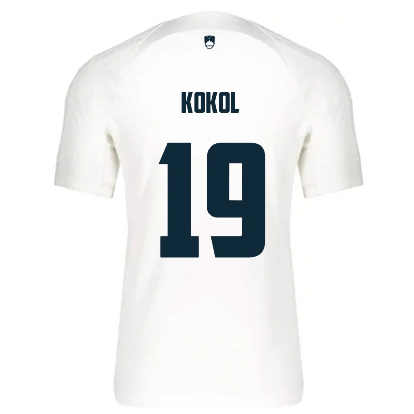 Danxen Pánské Slovinsko Luka Kokol #19 Bílá Modrá Domů Hráčské Dresy 26-28 Dres