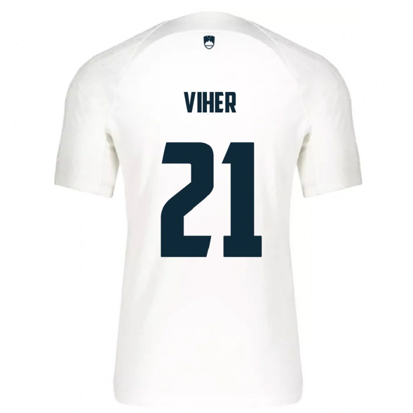 Danxen Pánské Slovinsko Nejc Viher #21 Bílá Modrá Domů Hráčské Dresy 26-28 Dres