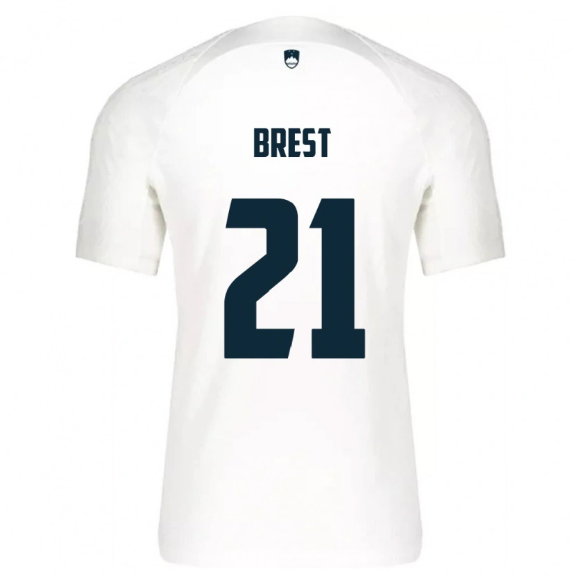 Danxen Pánské Slovinsko Marko Brest #21 Bílá Modrá Domů Hráčské Dresy 26-28 Dres