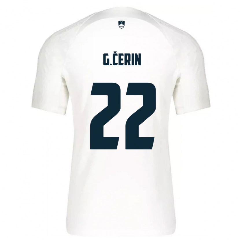 Danxen Pánské Slovinsko Adam Gnezda Cerin #22 Bílá Modrá Domů Hráčské Dresy 26-28 Dres