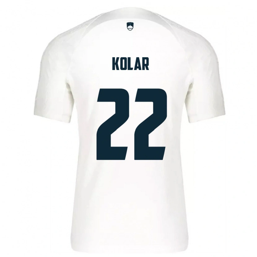 Danxen Pánské Slovinsko Luka Kolar #22 Bílá Modrá Domů Hráčské Dresy 26-28 Dres