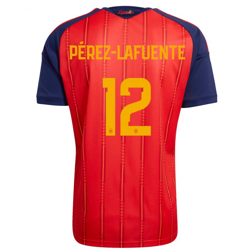 Danxen Pánské Španělsko Jorge Pérez-Lafuente #12 Červená Námořnická Žlutá Domů Hráčské Dresy 26-28 Dres