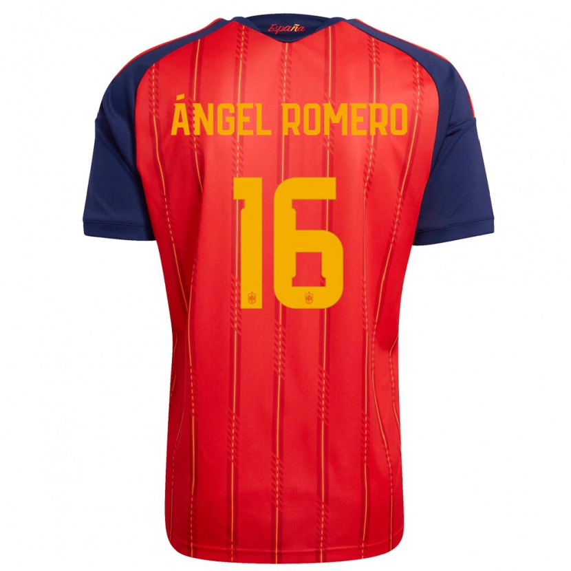 Danxen Pánské Španělsko Miguel Romero #16 Červená Námořnická Žlutá Domů Hráčské Dresy 26-28 Dres