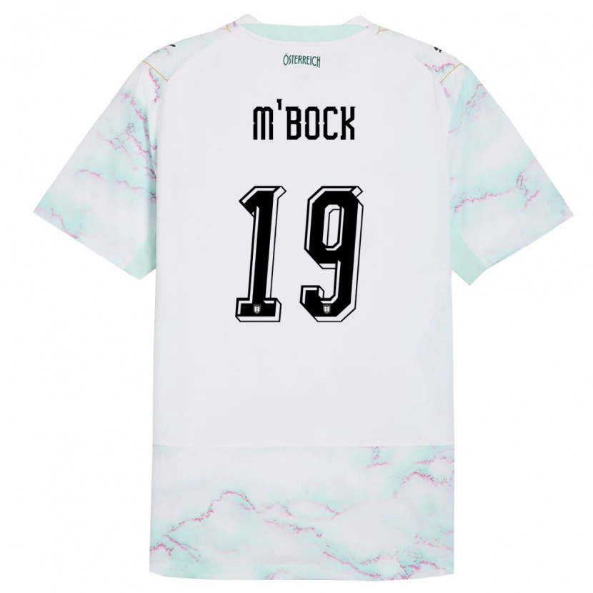 Danxen Pánské Rakousko Joseph M'bock #19 Bílá Zelená Zlatá Daleko Hráčské Dresy 26-28 Dres