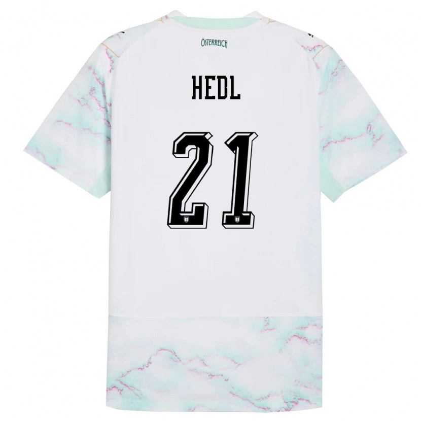 Danxen Pánské Rakousko Philip Hedl #21 Bílá Zelená Zlatá Daleko Hráčské Dresy 26-28 Dres