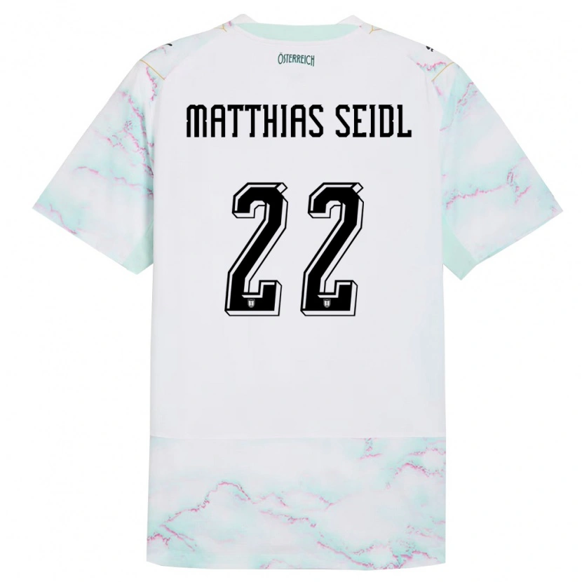 Danxen Pánské Rakousko Matthias Seidl #22 Bílá Zelená Zlatá Daleko Hráčské Dresy 26-28 Dres