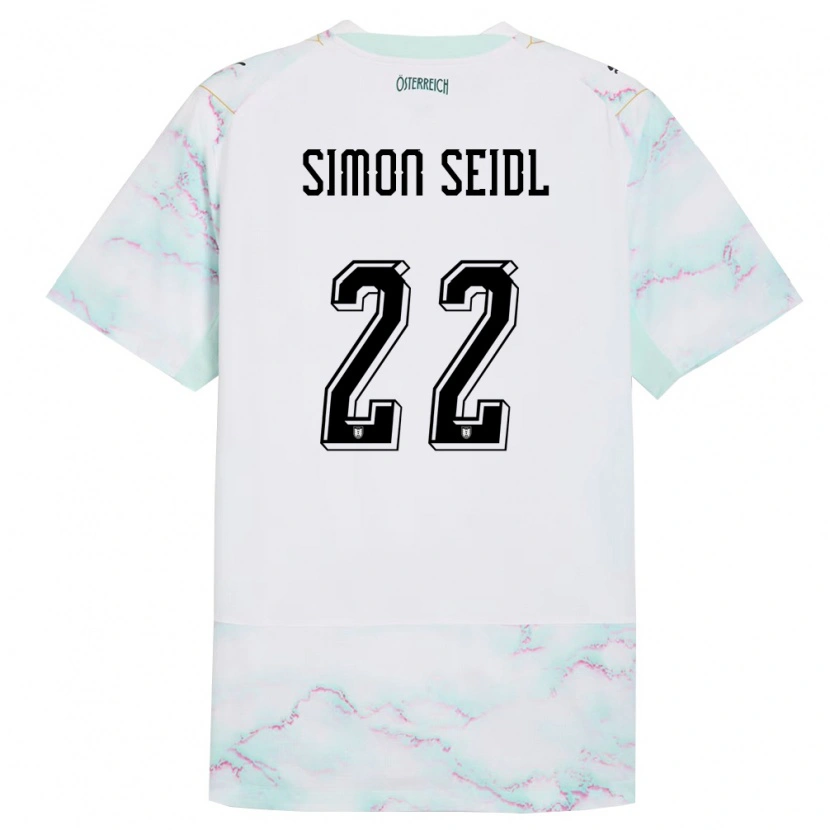 Danxen Pánské Rakousko Simon Seidl #22 Bílá Zelená Zlatá Daleko Hráčské Dresy 26-28 Dres