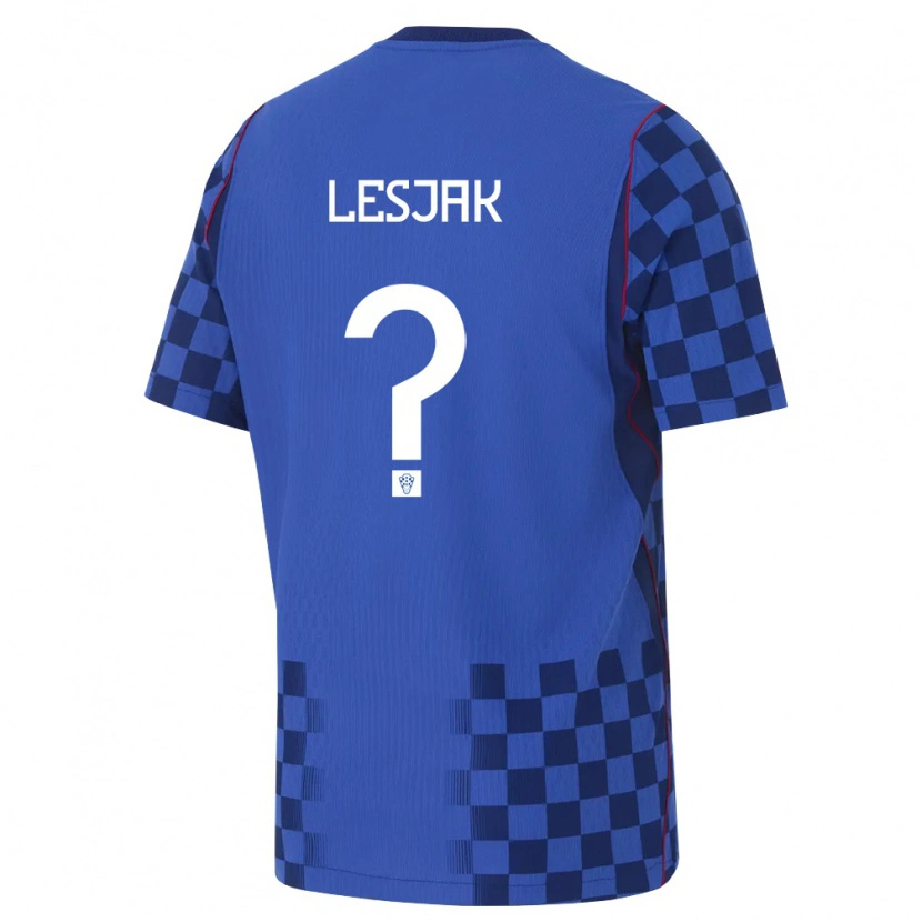 Danxen Pánské Chorvatsko Sven Lesjak #0 Modrá Námořnická Červená Daleko Hráčské Dresy 26-28 Dres
