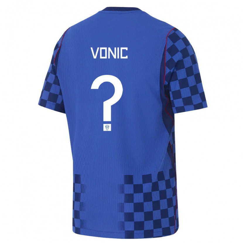 Danxen Pánské Chorvatsko Leonardo Vonic #0 Modrá Námořnická Červená Daleko Hráčské Dresy 26-28 Dres