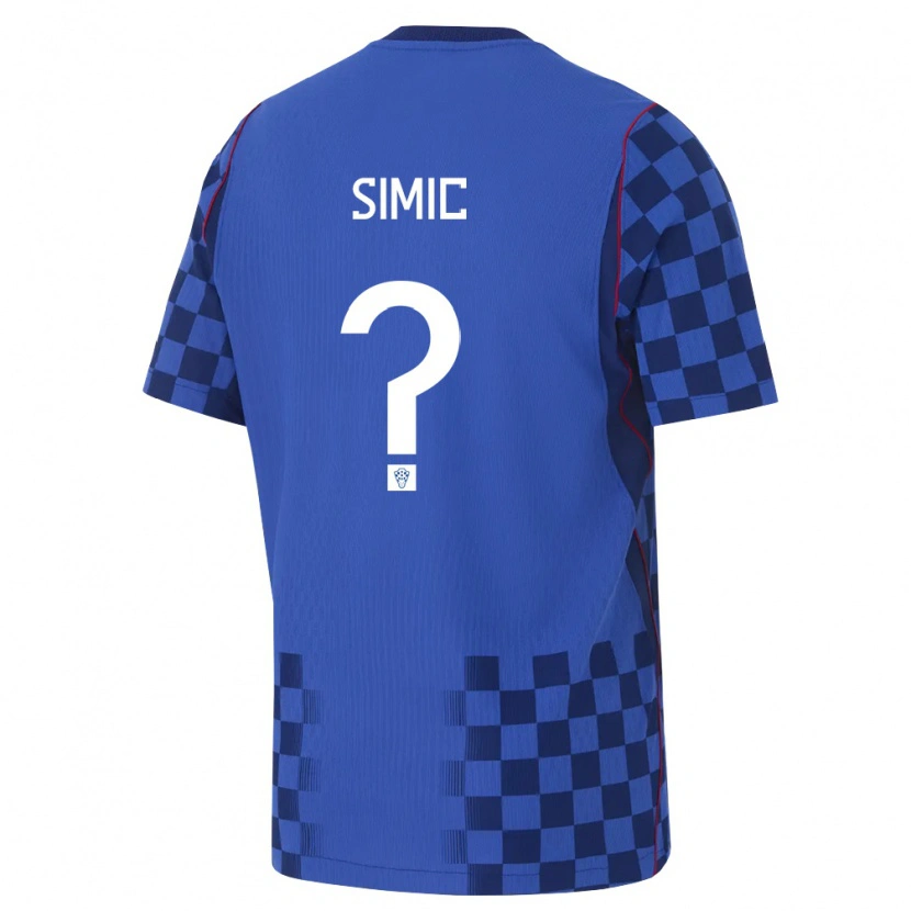 Danxen Pánské Chorvatsko Nikolas Simic #0 Modrá Námořnická Červená Daleko Hráčské Dresy 26-28 Dres