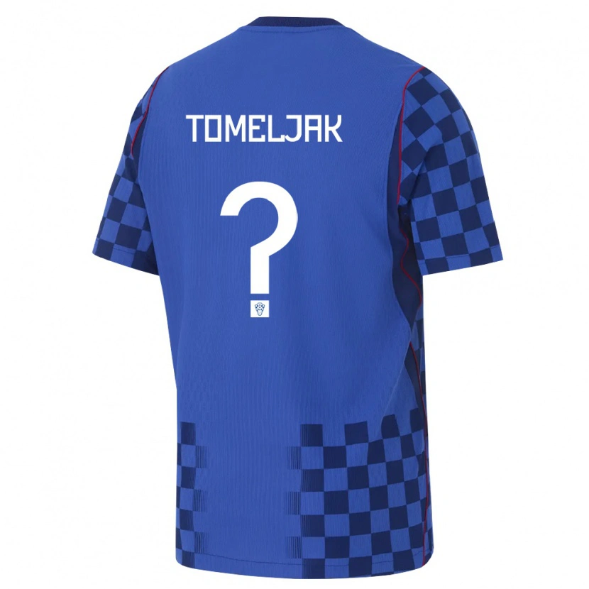 Danxen Pánské Chorvatsko Noa Tomeljak #0 Modrá Námořnická Červená Daleko Hráčské Dresy 26-28 Dres