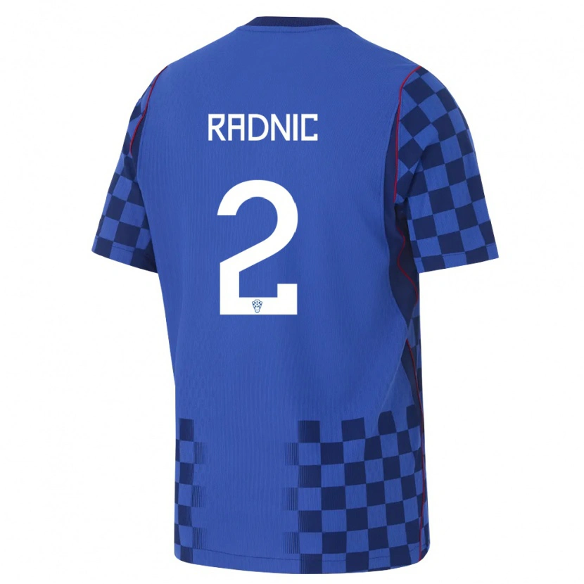Danxen Pánské Chorvatsko Nikola Radnic #2 Modrá Námořnická Červená Daleko Hráčské Dresy 26-28 Dres