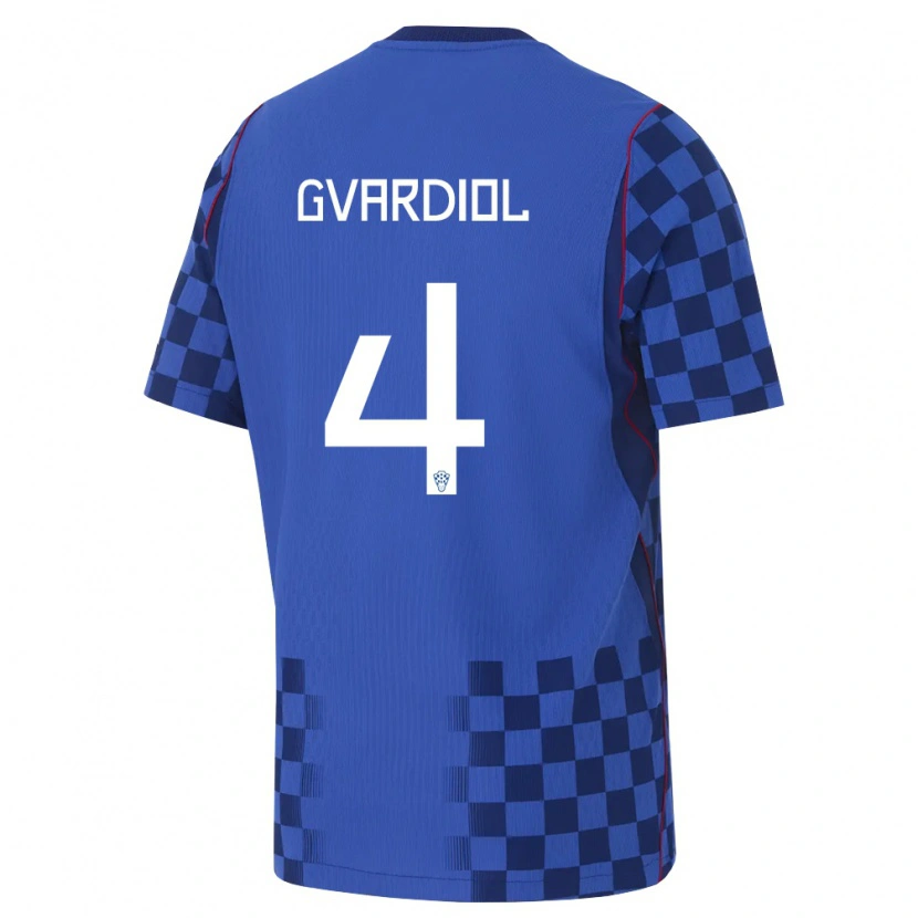 Danxen Pánské Chorvatsko Josko Gvardiol #4 Modrá Námořnická Červená Daleko Hráčské Dresy 26-28 Dres
