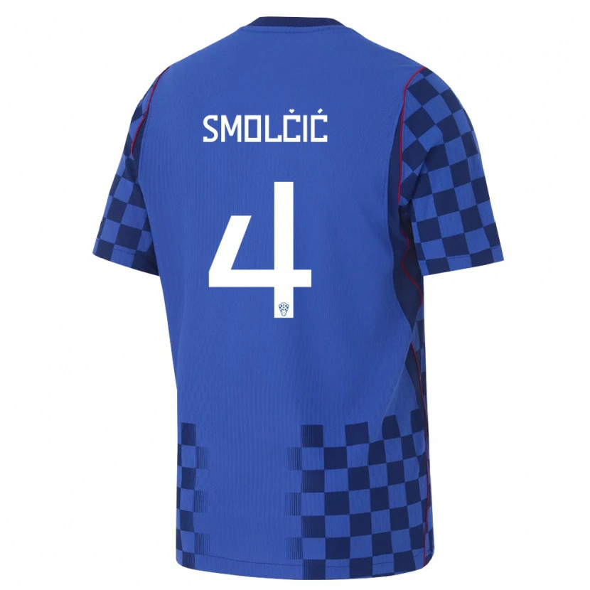 Danxen Pánské Chorvatsko Ivan Smolcic #4 Modrá Námořnická Červená Daleko Hráčské Dresy 26-28 Dres