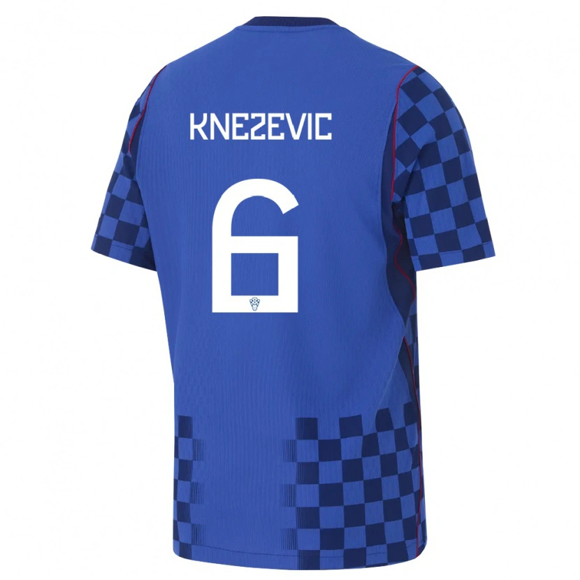 Danxen Pánské Chorvatsko Ivan Knezevic #6 Modrá Námořnická Červená Daleko Hráčské Dresy 26-28 Dres