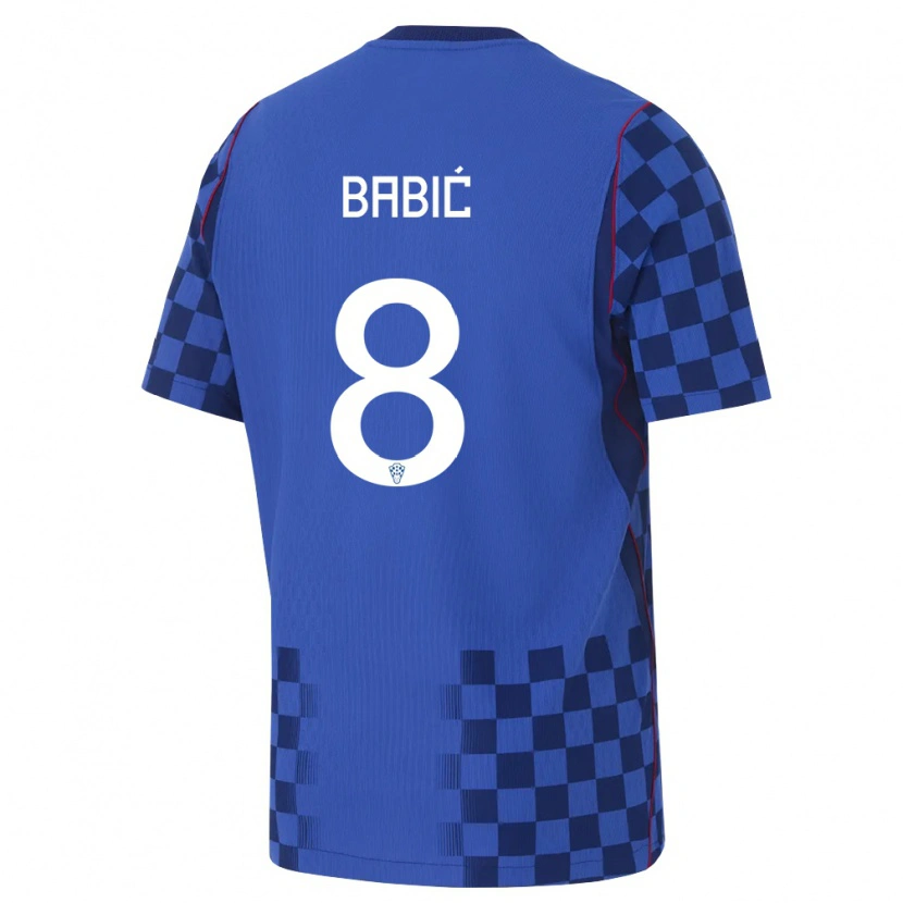 Danxen Pánské Chorvatsko Andro Babic #8 Modrá Námořnická Červená Daleko Hráčské Dresy 26-28 Dres