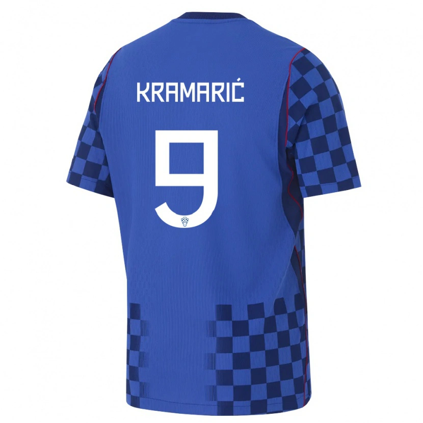 Danxen Pánské Chorvatsko Andrej Kramaric #9 Modrá Námořnická Červená Daleko Hráčské Dresy 26-28 Dres